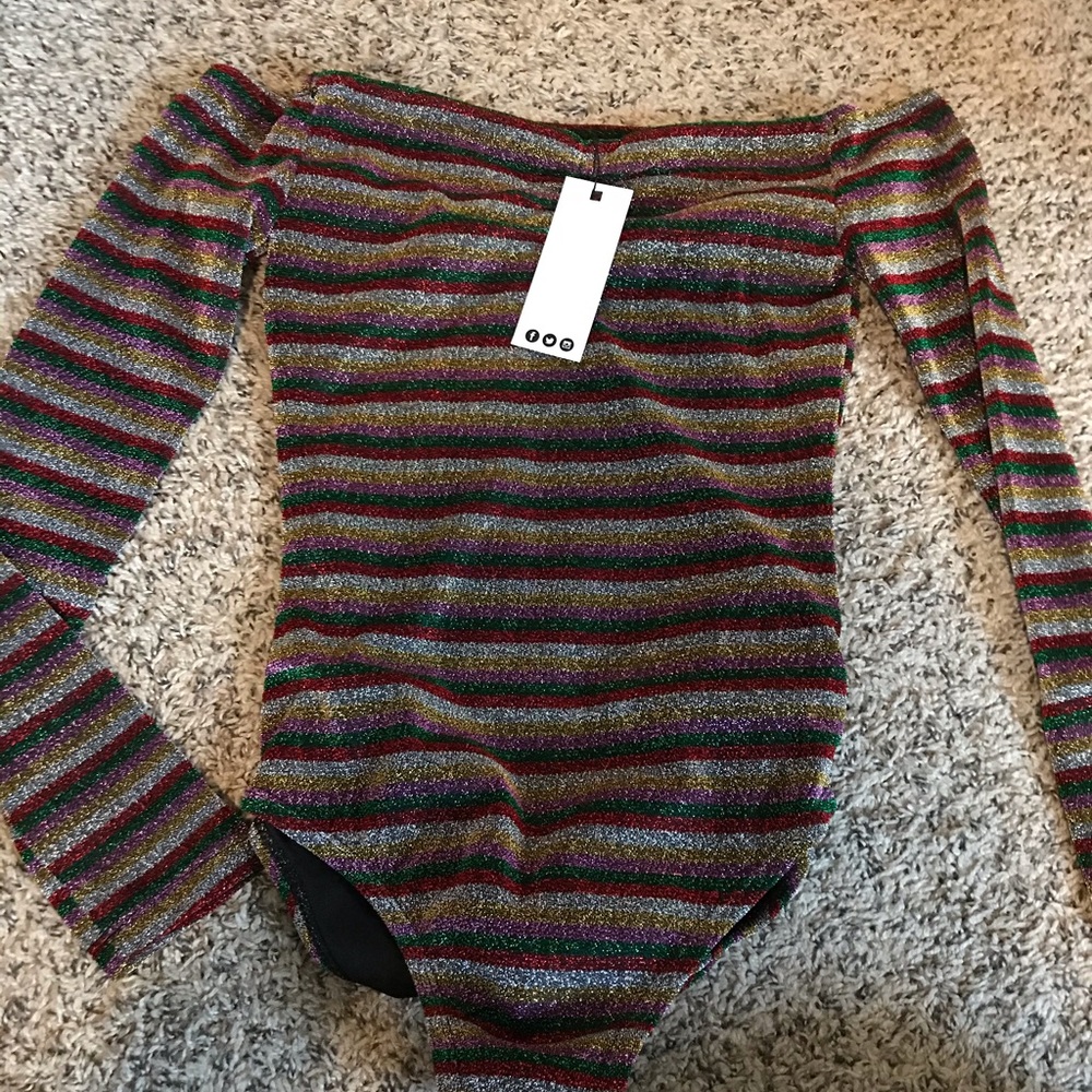 Boohoo long sleeve off shoulder body suit